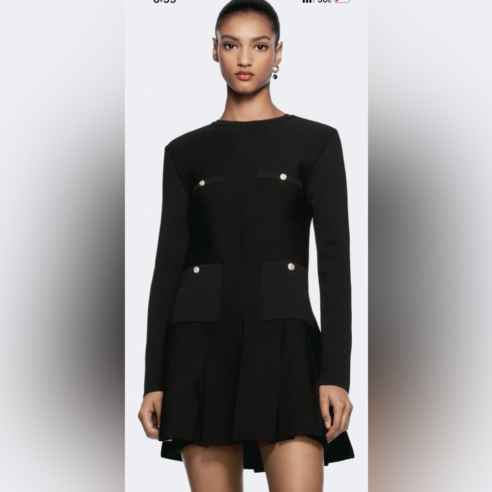 ZARA PLEATED SHORT KNIT DRESS